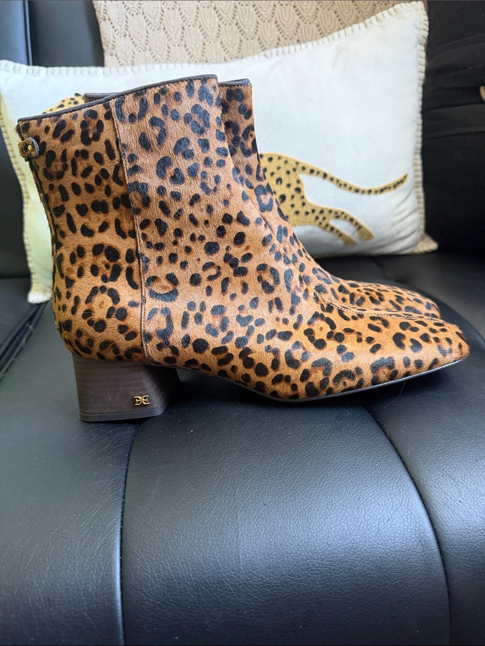 Sam Edelman Leopard Print Paige Ankle Booties - Tan & Black NWT